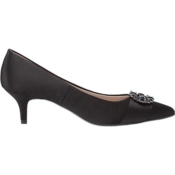 NEW LifeStride Satin Tonal Jewels Detail Cocktail Black Pump Shoes, Sz 7.5 M - Picture 5 of 16
